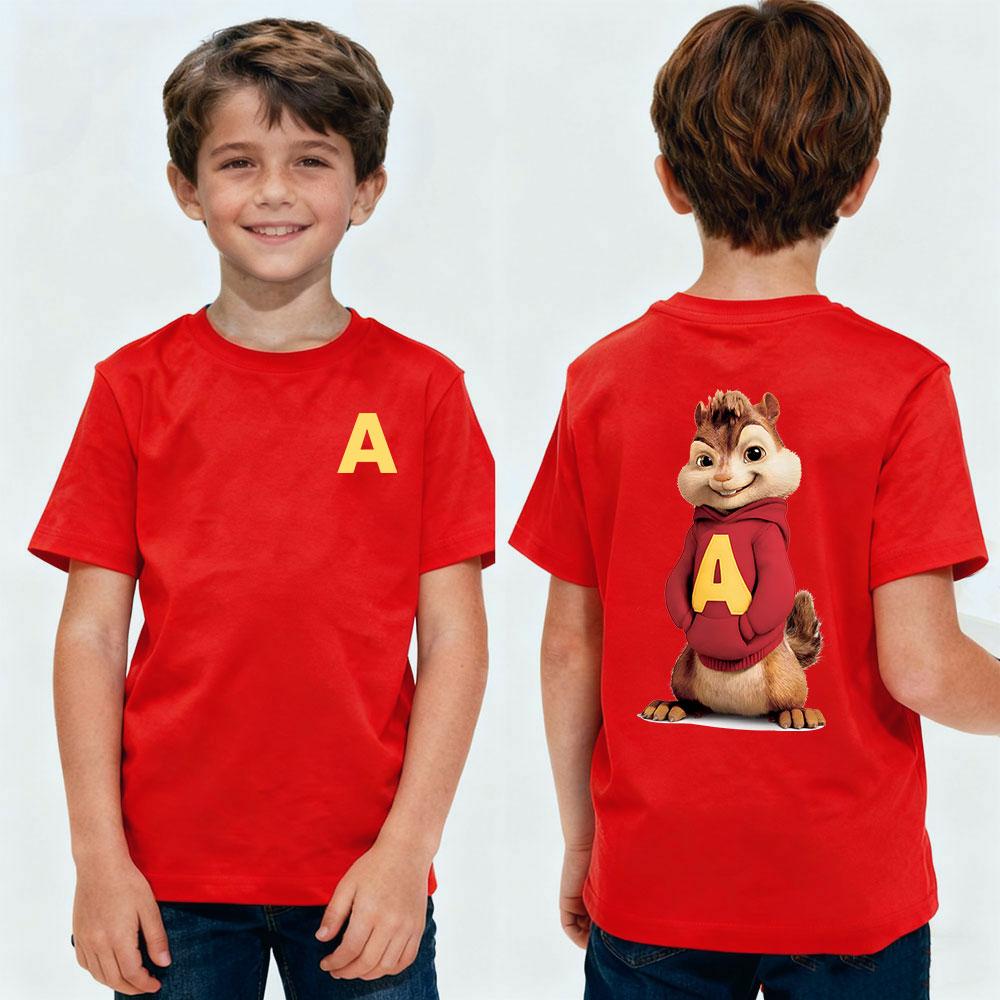 Alvin and The Chipmunks Funny Duplex Printing Tshirt Boys and Girls Fashion Casual Streetwear Child Daily Life Cotton Tee Tops