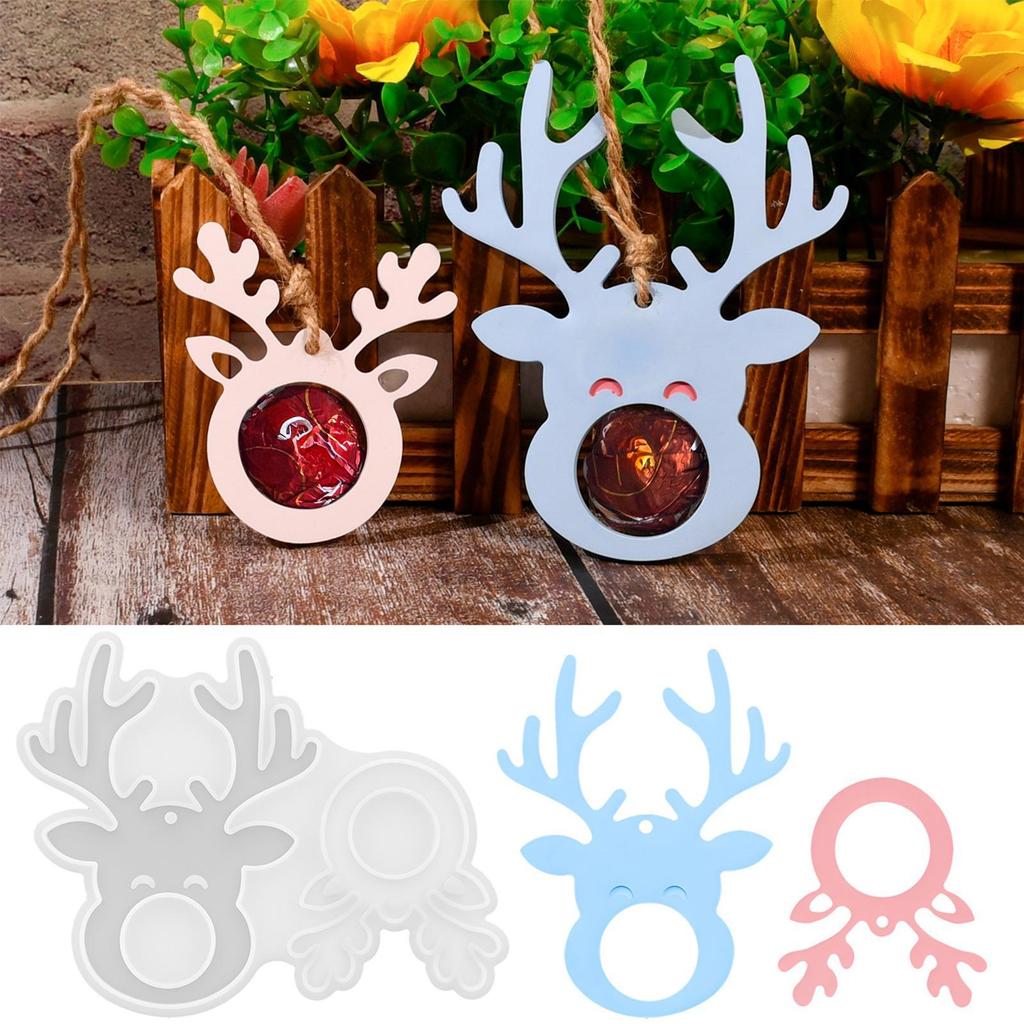 Christmas Silicone Mold Reusable Easy Release Christmas Tree Reindeer Pendant Silicone Mold For Children Adults Family Couples