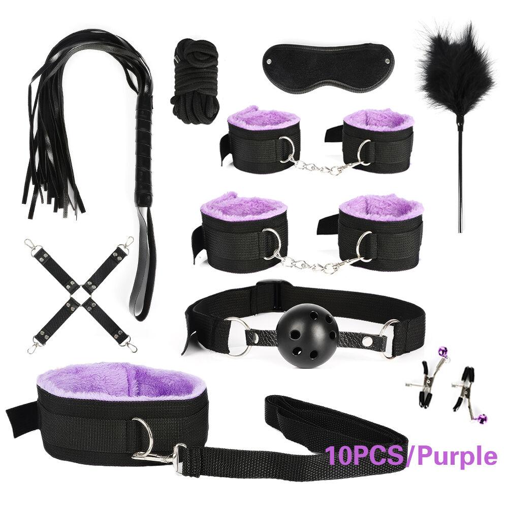 13pcs/set SM Bondage Restraint G Spot Vibrators Adult Game Props  Women Sex Toy Noylon Handcuffs Clit Stimulator Adult Sex