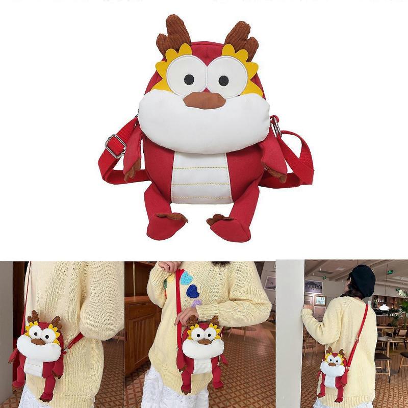 Cute Cartoon Girls Crossbody Bag Messenger Bag with Zippered Lovely Mini Handbag for Woman and Girls Red