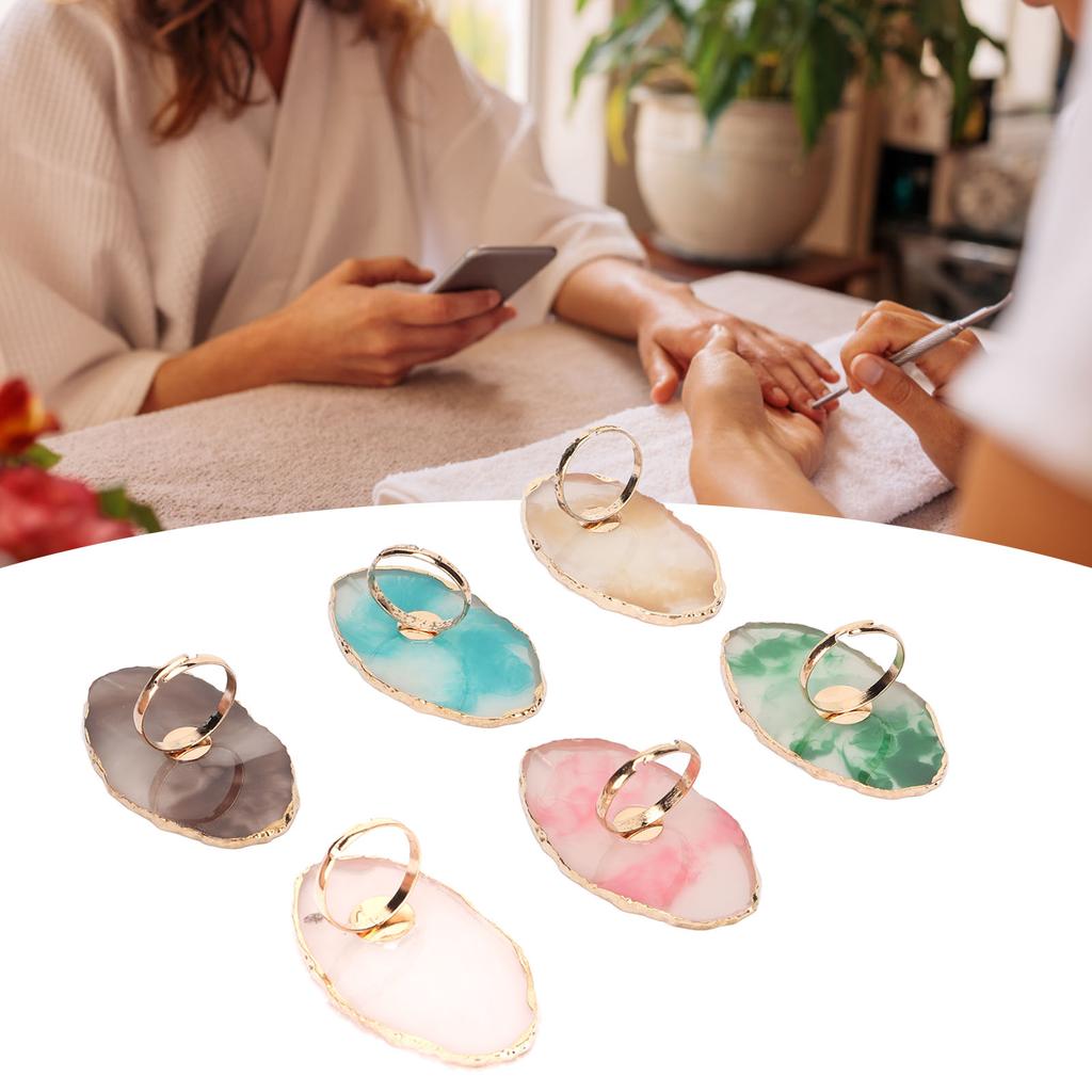 6 Stück Nail Art Palette Tablett Tragbare Weiche Harz Nagellack Farbmischringe Maniküre Werkzeug