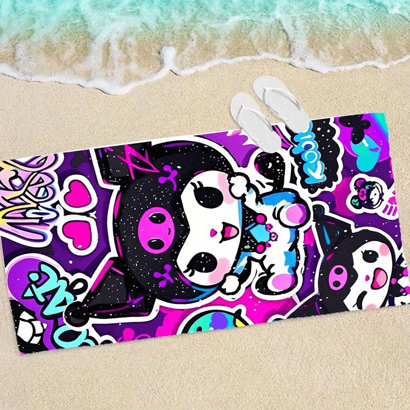 1pc Sanrio Kuromi Hello Kitty Family Print Absorbent Quick Dry Bath Sports Cape Towel for Beach Seaside Swimming Pool