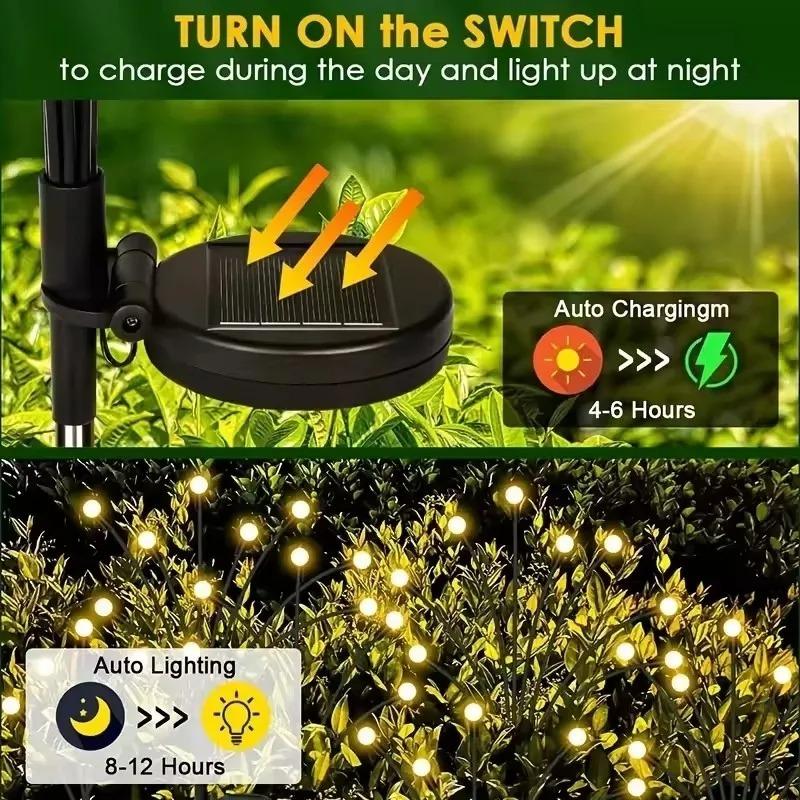 6/8/10 LED Solar Gartenleuchte Schwingende Solar Wasserdichte Glühwürmchenleuchte Außen Hof Terrasse Weihnachten Gartendekoration Warm & Mehrfarbig