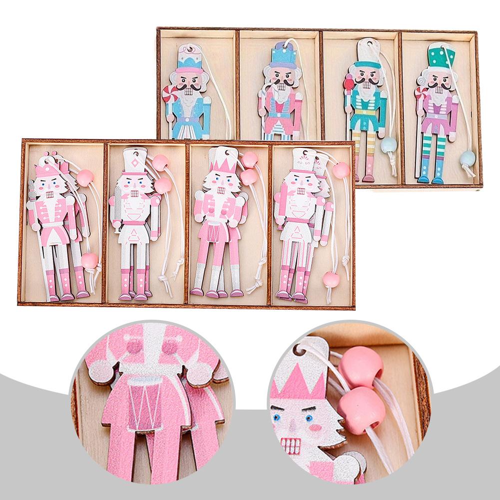 Set mit 8 Weihnachtsnussknacker Holz Partyanhängern Macaron Rosa 3 54IN