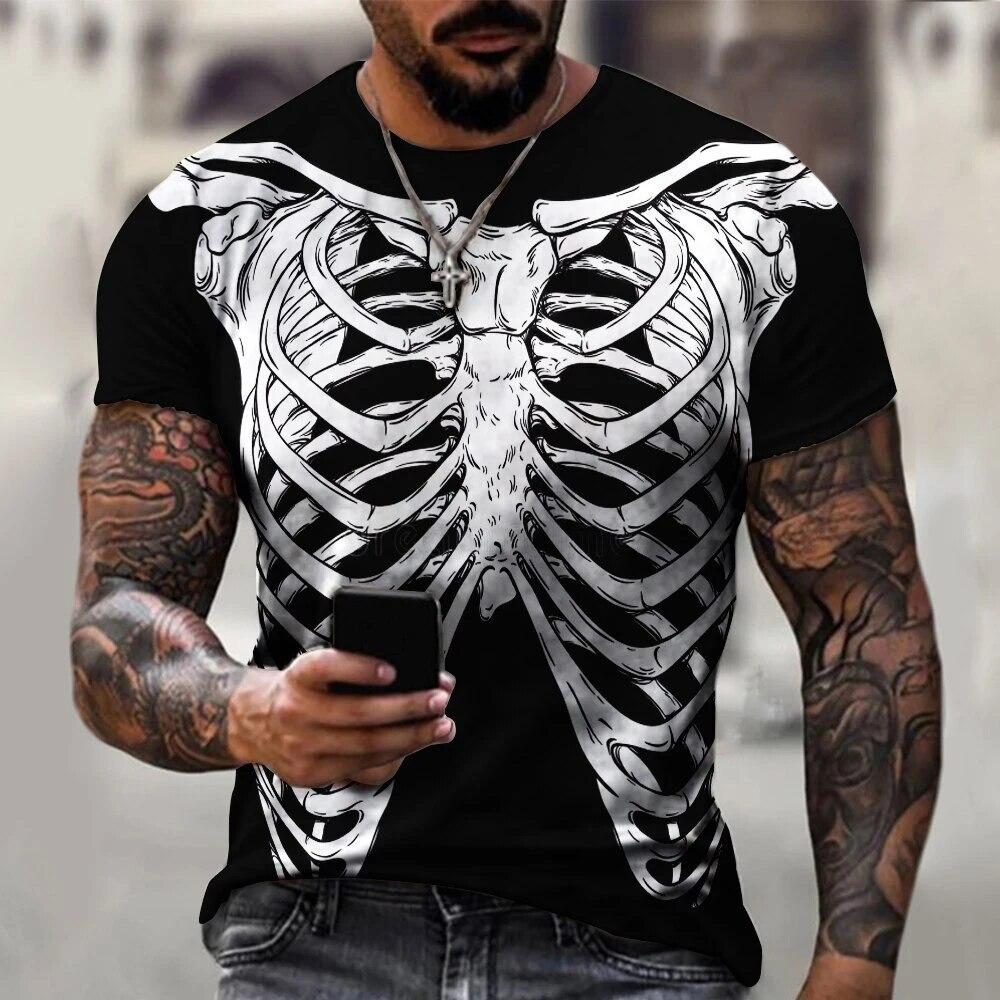 Tricou cu schelet de groază Bone Scary Imprimare 3D Streetwear Bărbați Femei Moda Tricou cu mânecă scurtă supradimensionată Tricou pentru copii Topuri Îmbrăcăminte