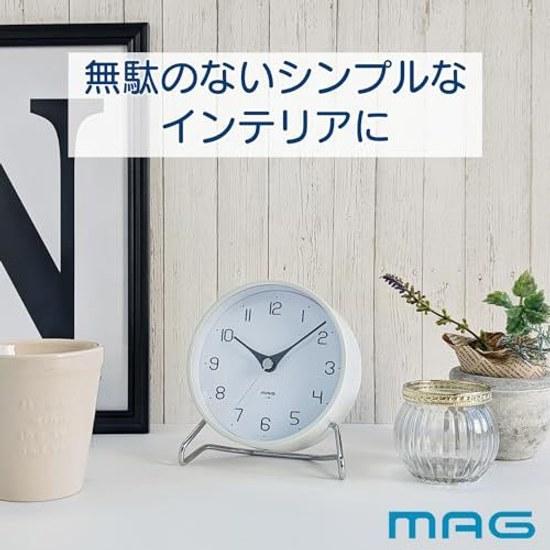 MAG Table Clock Analog Silent Continuous Second Hand Stand Cute Stylish Simple Interior Diameter 11.2 cm White Cozy Time T-794A WH-Z Noah Seimitsu