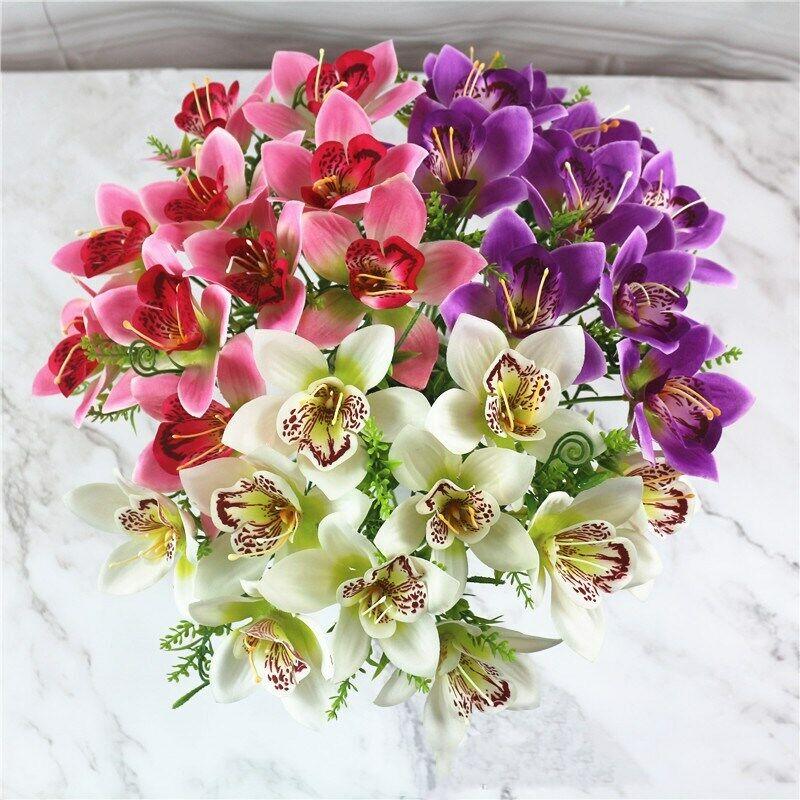 Fake Floral Plants Wedding Artificial Silk Orchid Flowers Party Home Decor 10pcs
