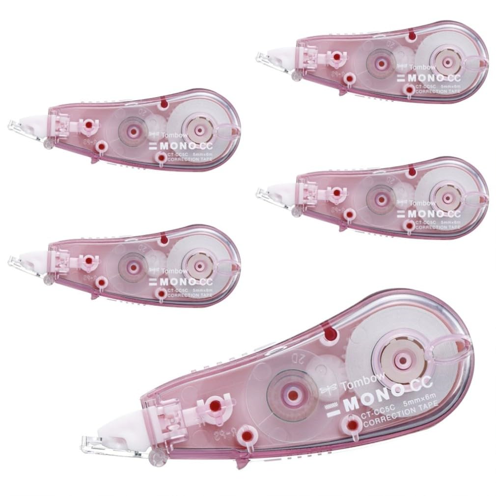 

Корректирующая лента Tombow 5 мм MONO CC Высокая адгезия Одноразовый тип 6 м Нежно-розовый (Мини-размер, Лента) Набор из 5 шт. CT-CC5C82-5P розовый