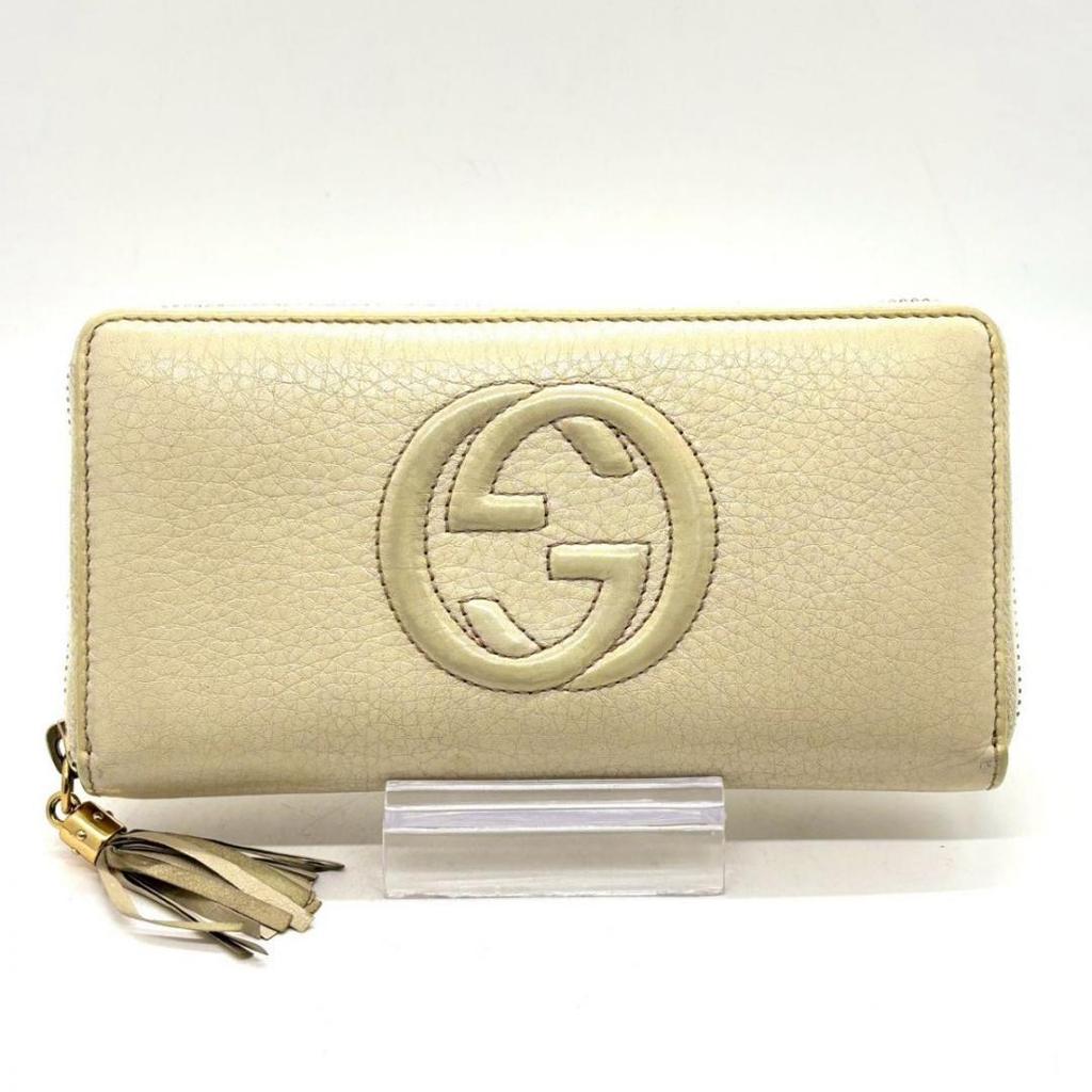 Used GUCCI Soho Tassel Round Zip Wallet 12 Cards Ivory