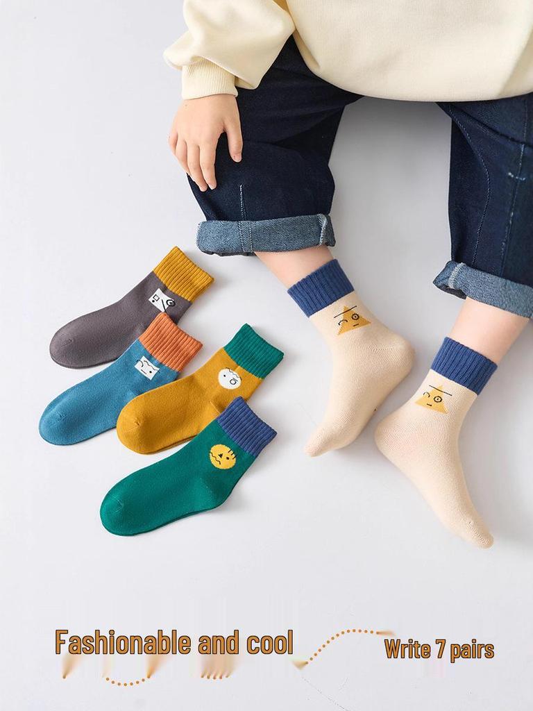 25 Nouvelles Chaussettes en Coton Mi-Mollet Couleur Unie pour Filles Automne/Hiver