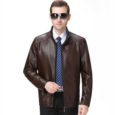 Leather Jacket Men's Genuine Leather Middle-aged Dad Sheepskin Business Casual Plus Velvet Leather Jacket Men's Coat