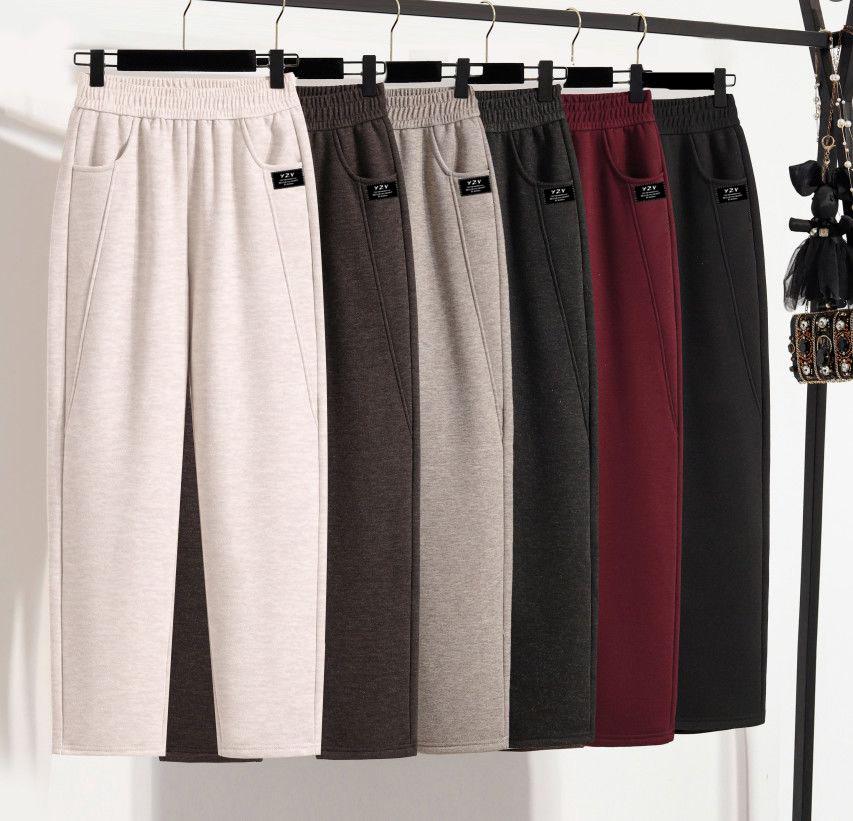Velvet-Lined High Waist Pants for Middle-Aged Women - Winter Fashion for Shorter Figures