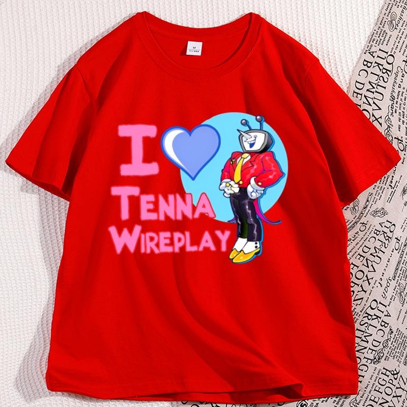 I Love Tenna Wireplay Spamton TShirt Casual Cotton Short Sleeve Crewneck Funny Tshirt Retro Style Gamer Tee Men Women Clothing S