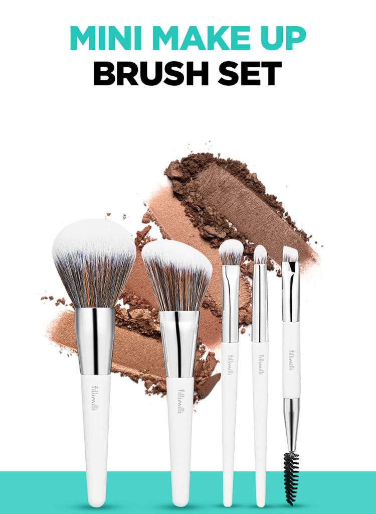 Fillimilli Mini Makeup Brush Set 5 5 with Pouch MINI MAKE UP BRUSH SET Cheek Shading Eyebrow Face Brush Fillimilli Korean Cosmetics Olive Young
