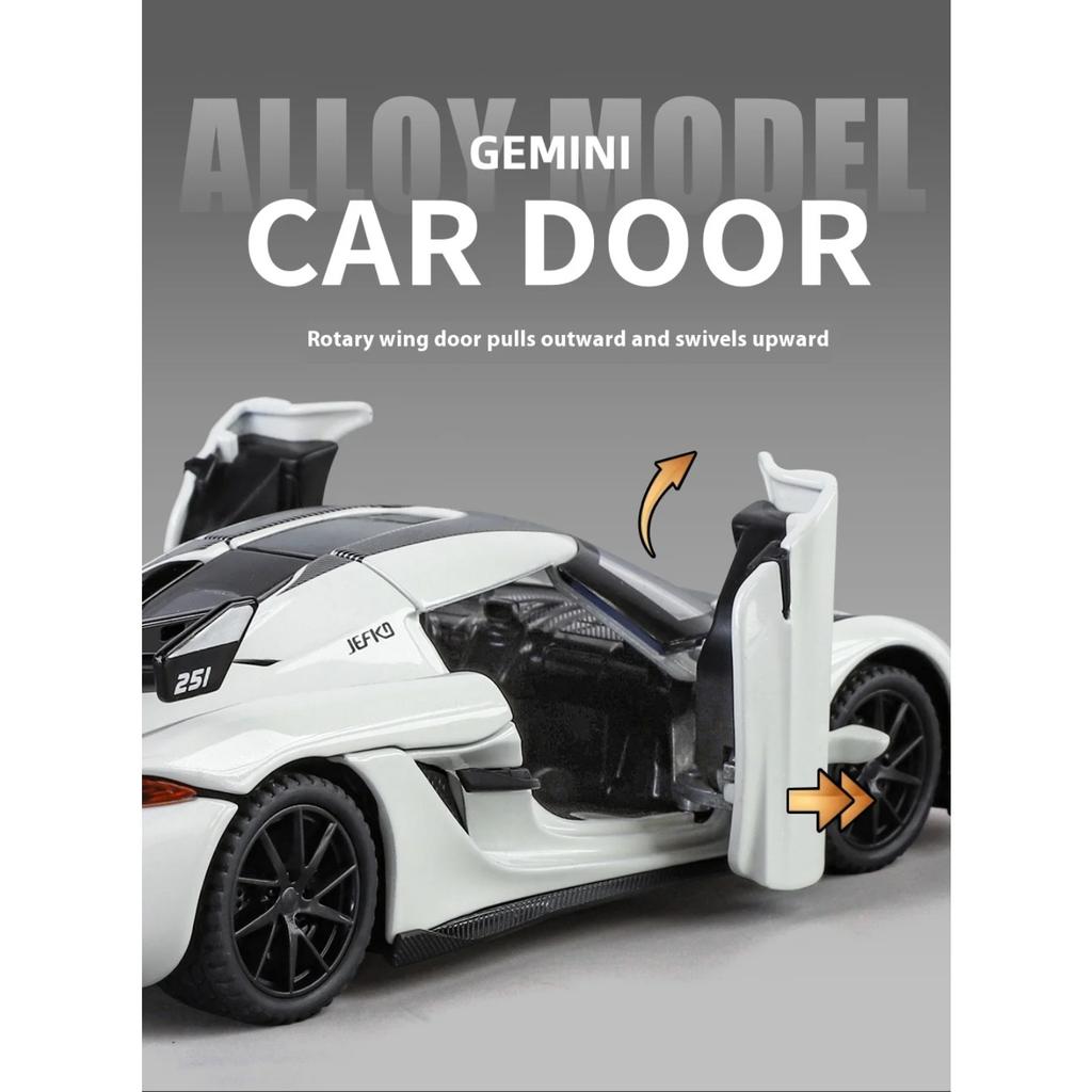 1/24 Koenigsegg Gemera GT Supersportwagen Legierung Diecast Modellauto Sound und Licht Zuhause Trendige Ornamente Exquisite Simulation Dekorative Geschenke Junge
