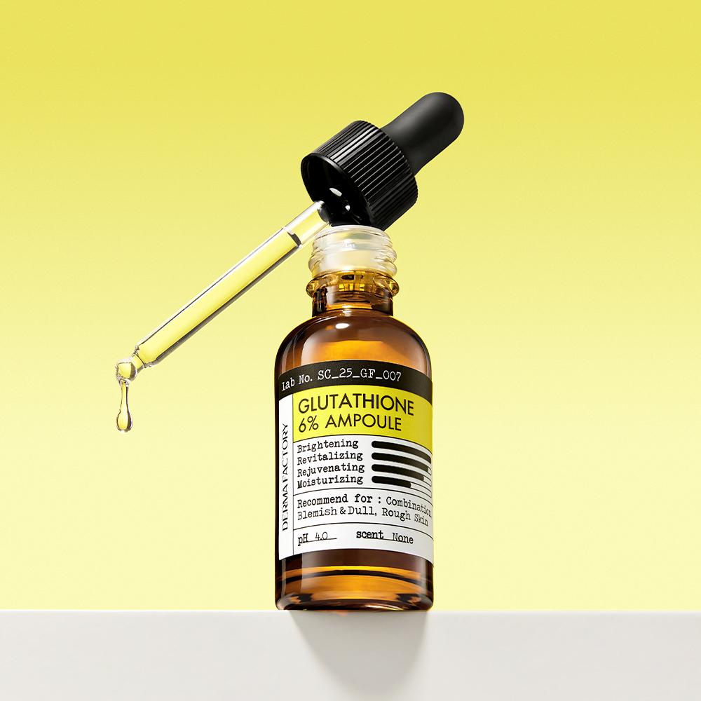 DERMA FACTORY Glutathione 6% Ampoule – Brightening Care, Radiant Skin Tone, Whitening & Revitalising Serum, Korean