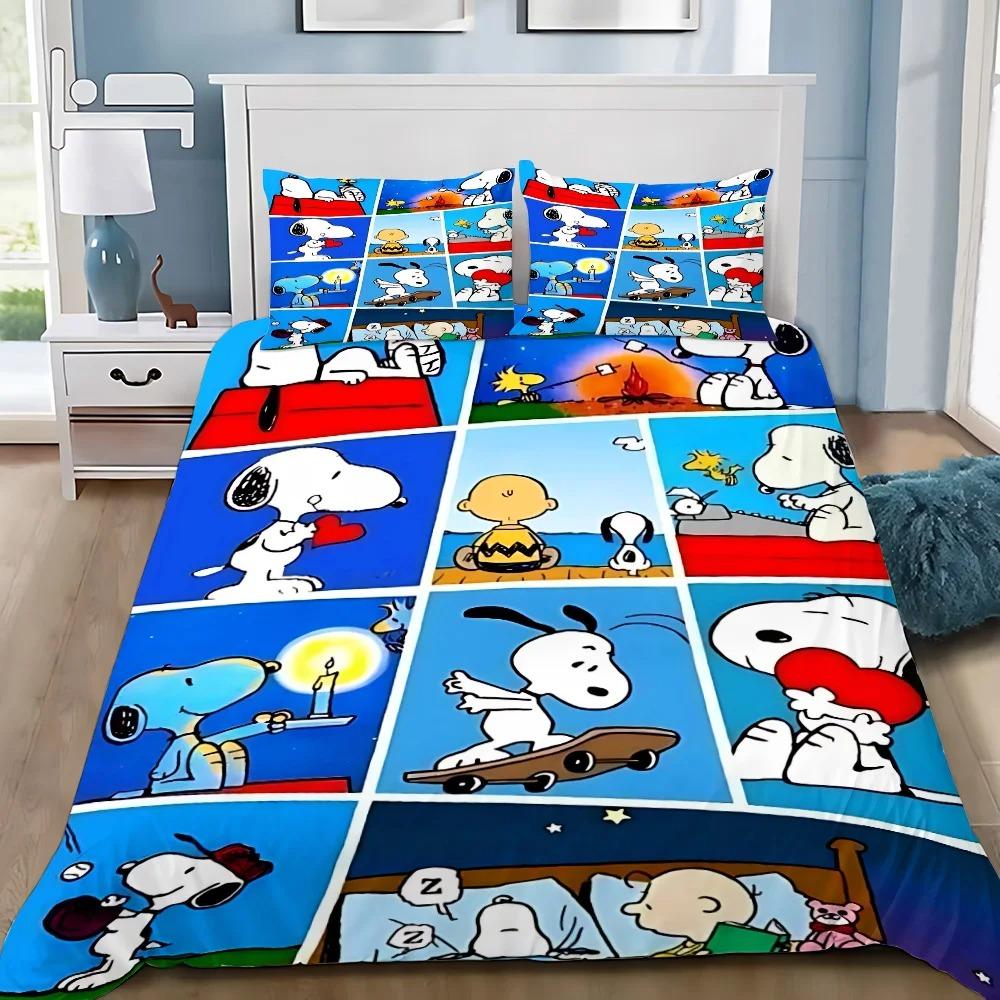 Snoopy Duvet Cover 3D Exquisite 3D Print Happy Puppy Bedding Set Comforter Bed Youth Home Decor Girls Boys Gift