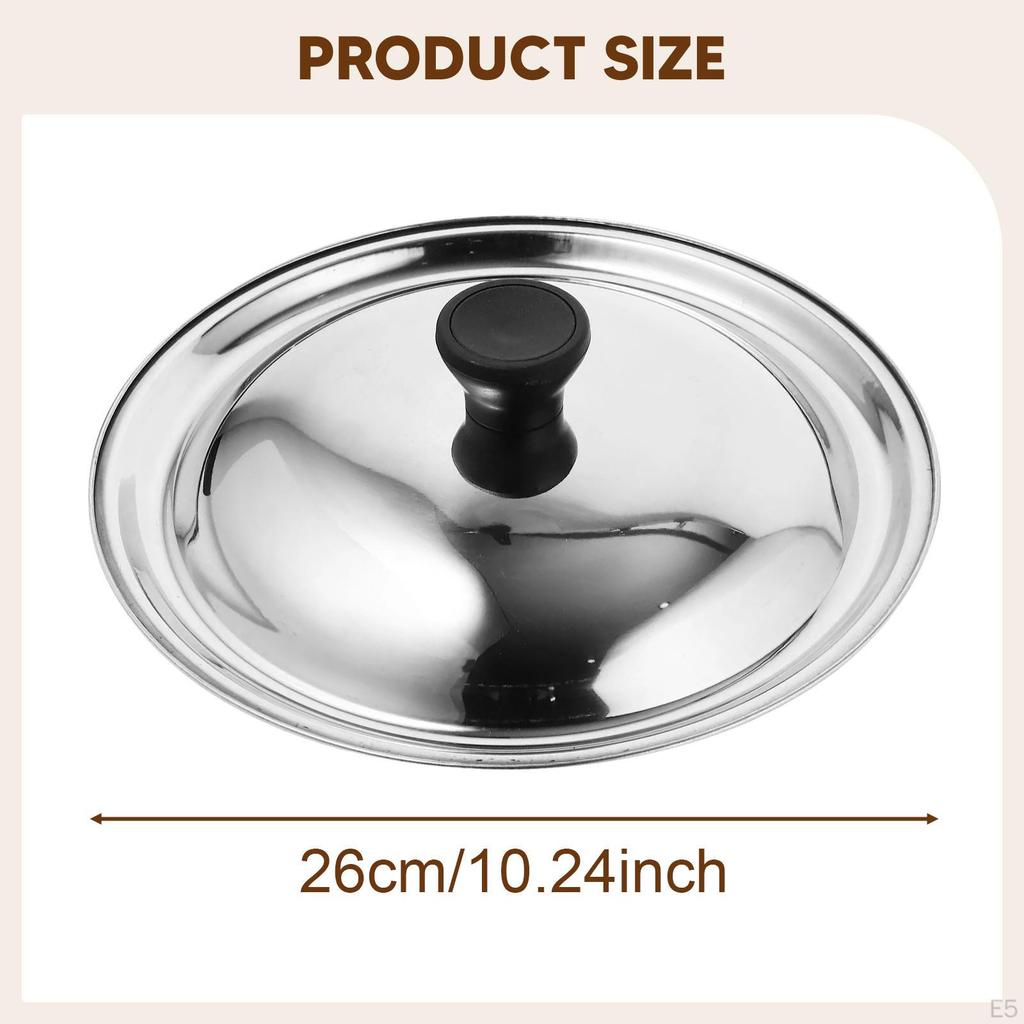 Heat Resistant Round Lid for Stainless Steel Skillet, Universal Cooking Cover with Knob