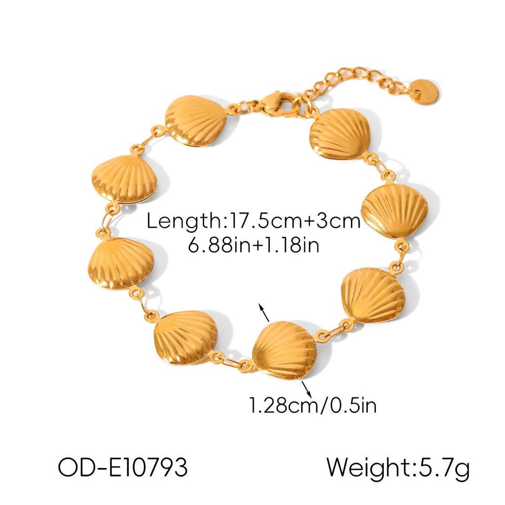 Ocean-Inspired 18k Gold Plated Starfish & Seashell Jewelry Set (Stud Earrings & Conch Pendant Necklace)