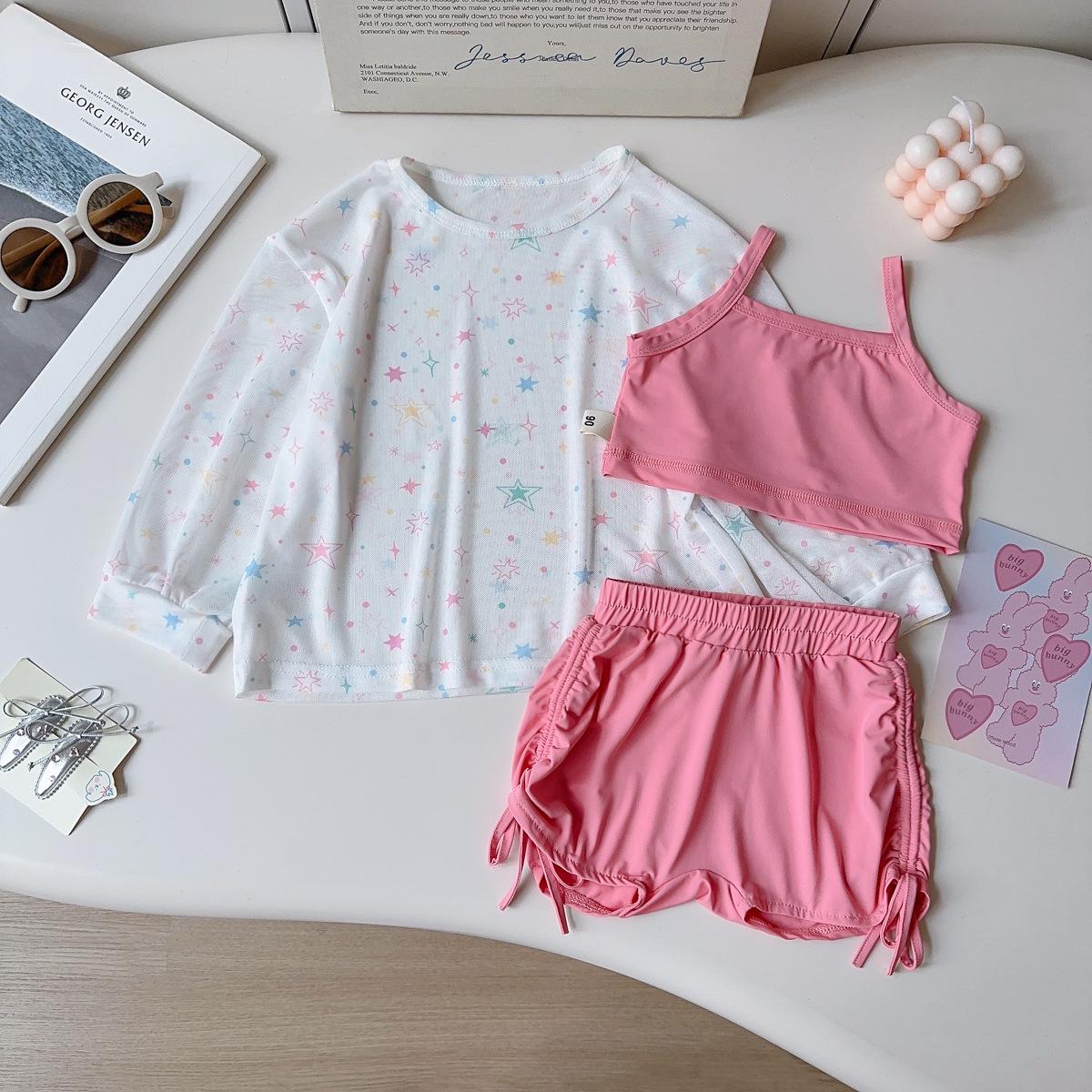 New Summer Girls Star Print Camisole & Shorts 3-Piece Set Size 100