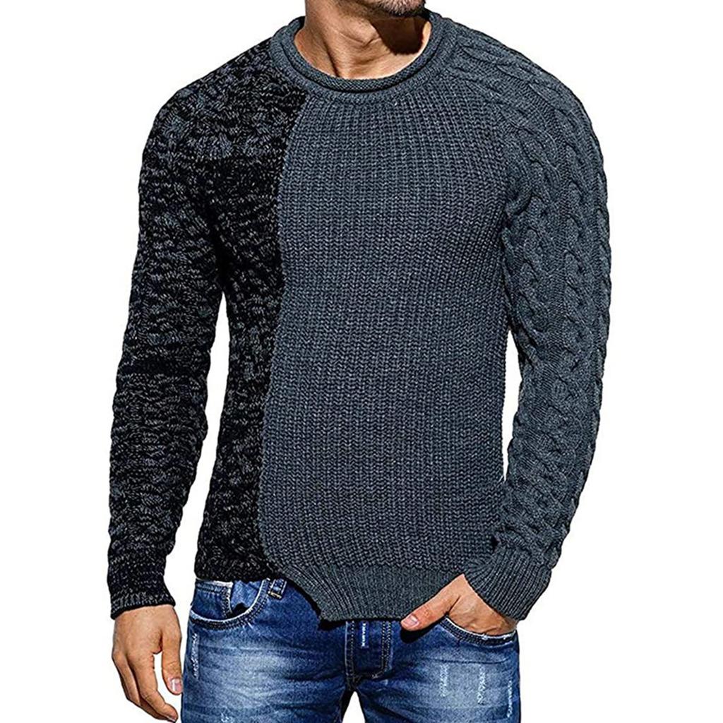 Men's  Texture  Twisted Flower  Process  Round Neck  Thickened  Pullover  Knitted Sweater  Sweater