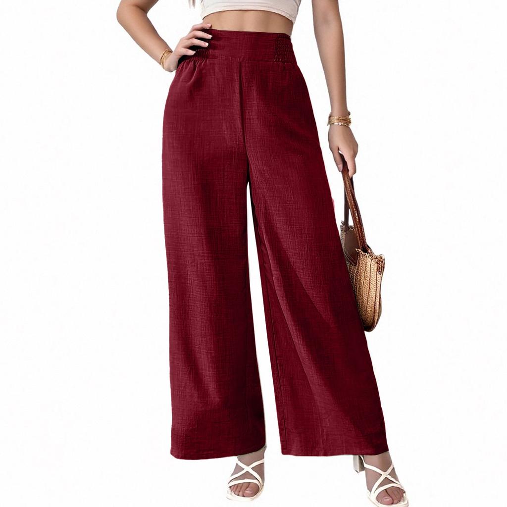 Damen Sommer Weitbein Hose - Leichte Atmungsaktive Locker Sitzende Hose