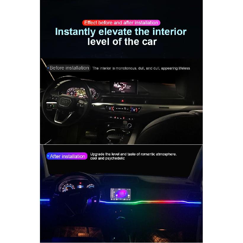 Car Ambient Lights Universal LED Symphony RGB Atmosphere Lamp 64 Colors Acrylic Strip APP Control Remote for Tesla Model 3 Y S X