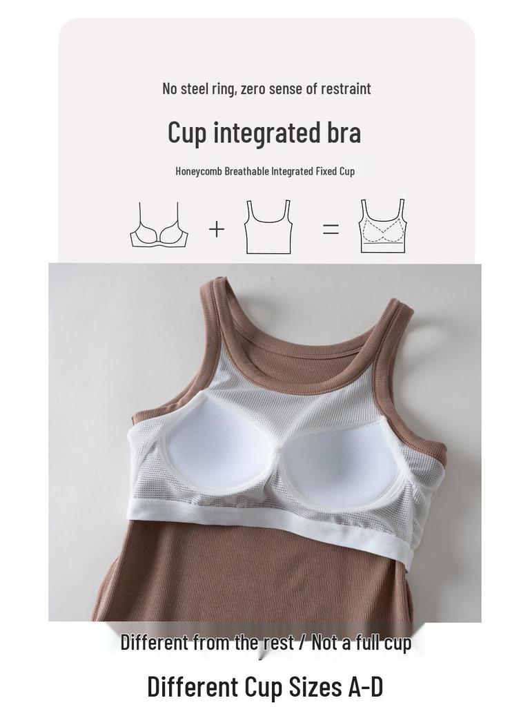 White Backless Camisole Tank with Built-In Bra - Versatile Base Layer for Yoga, Sports, or Everyday Wear