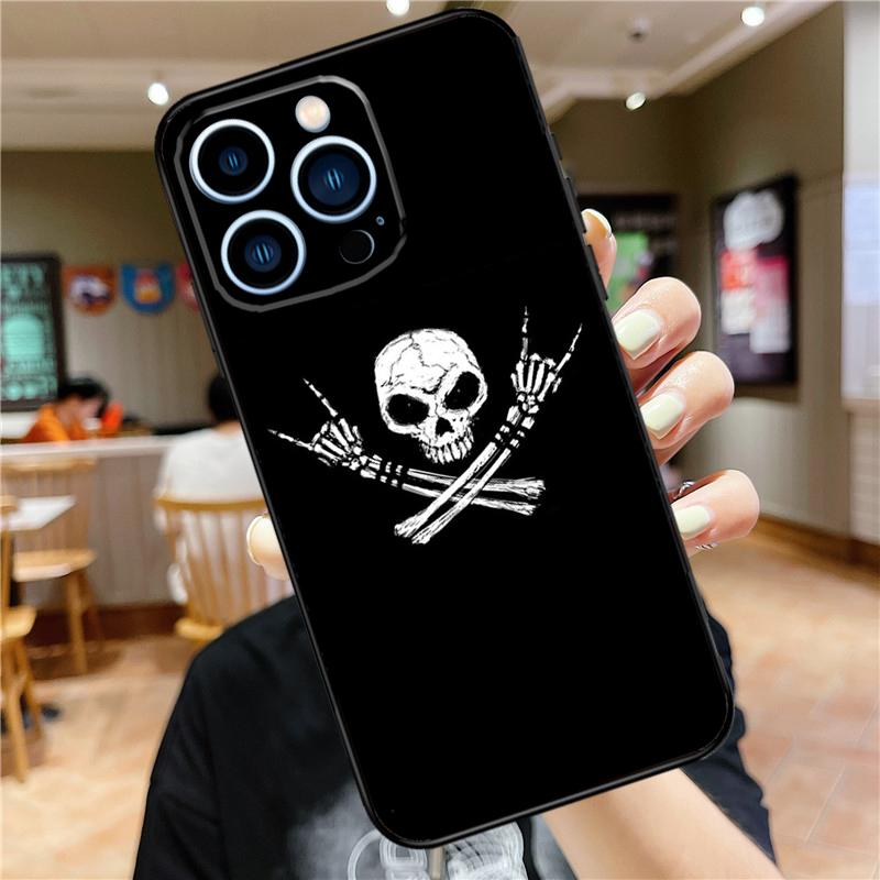 Skeleton Middle Finger Case For iPhone 16 15 11 12 13 14 Pro Max XS XR X 7 8 Plus 12 13 Mini Soft Cover