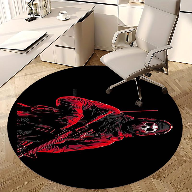 Grim Reaper,Military Gear Chair mat Round Rug Office carpet, Machine Washable, Non slip, Suitable for Living Rooms, Bedrooms