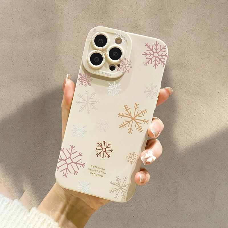 Pastel Snowflake Winter Wonderland Art Phone Case for iPhone 17 16 15 14 13 12 11 Series Pro Max Plus Double Layer Protection
