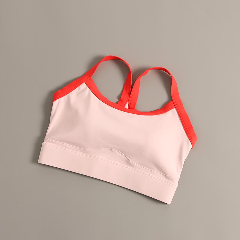 Women's Shockproof Color-Blocked Sports Bra: Quick-Dry, High-Intensity Yoga Top with Integrated Fixed Cups