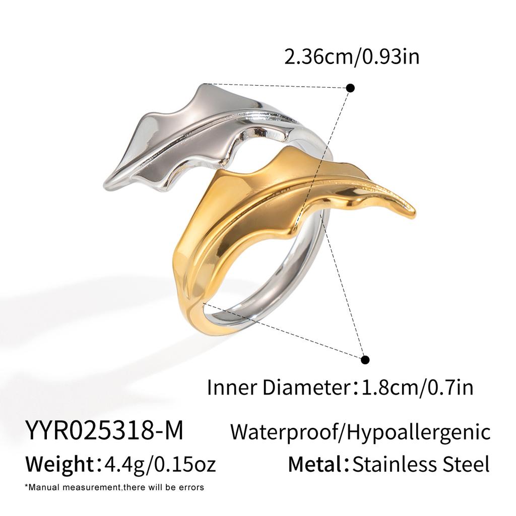 316L Stainless Steel Rotating Seaweed Rings for Women Men Punk Irregular Leaf Opening Rings Wedding Party Jewelry Accessories