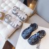 Kids Soft Fashion Beach Shoes 2024 Summer Kids Headed Hollow Sandals Solid Color Baby Girls Retro Princess Shoes for Vacation