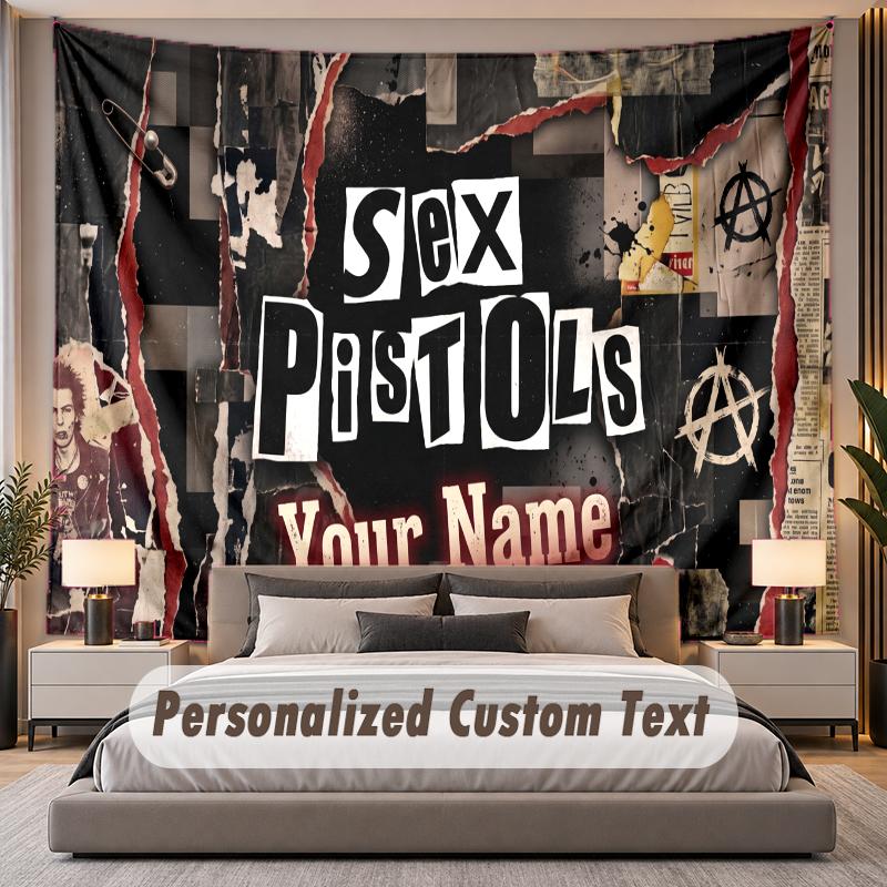 Custom Name Text Tapestry Sex Pistols Personalized Polyester Wall Tapestry For Bedroom And Room