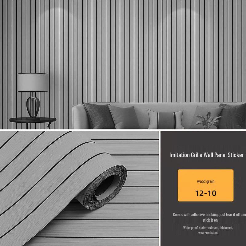 Self-Adhesive Wood Grain Embossed Wall Panel - Waterproof & Moisture-proof Decoration for Living Room.