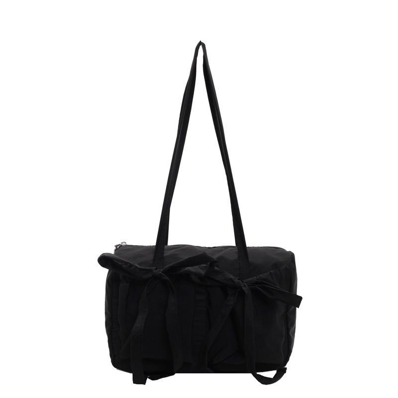 Casual Bow Design Nyl Shoulder Bags for Women Commute Lightweight Large Capacity Ladies Tote Candy Color Female Handbags