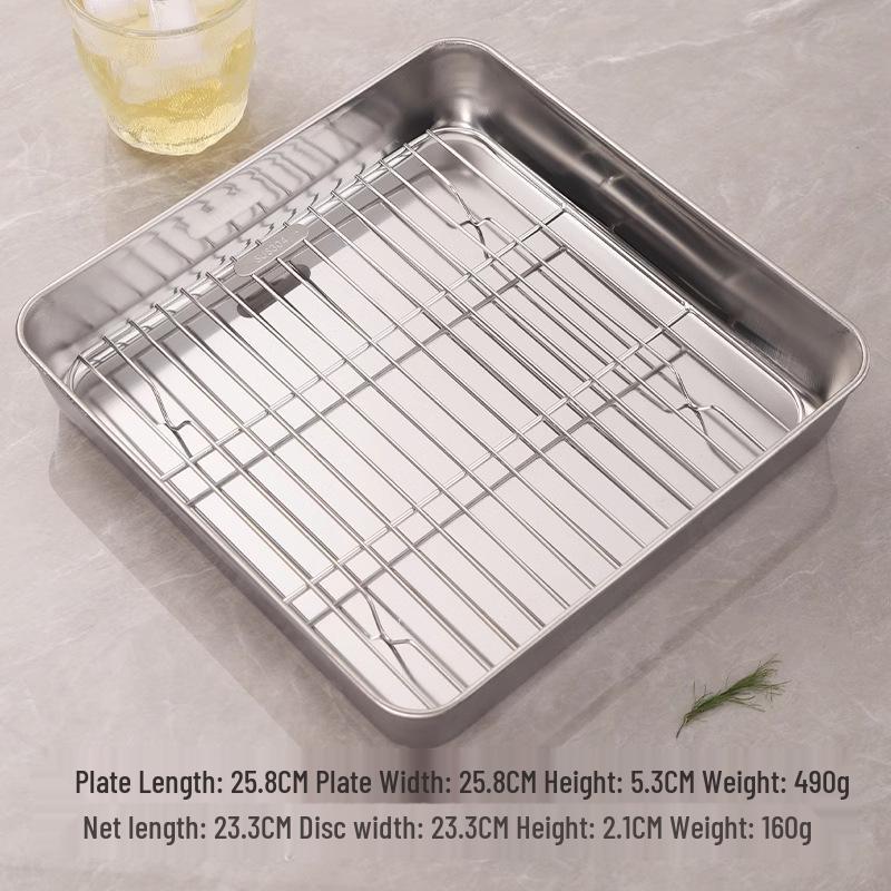 304 Stainless Steel Skewer Rack & Baking Pan for Air Fryer/Oven