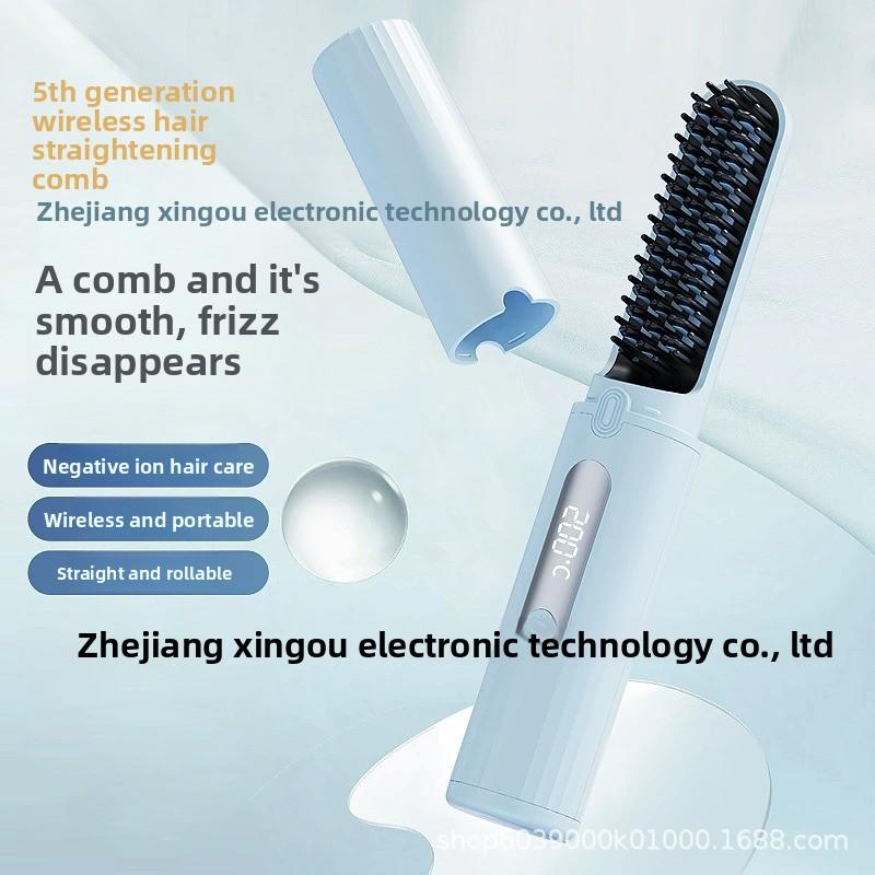 Cepillo alisador de pelo inalámbrico portátil mini peine alisador iónico para barba y cabello