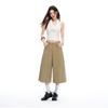 Fashion Summer Loose Straight Khaki Cropped Capri Casual Pants For Women Trendy Versatile Slimming FigureFlattering Daily Wear
