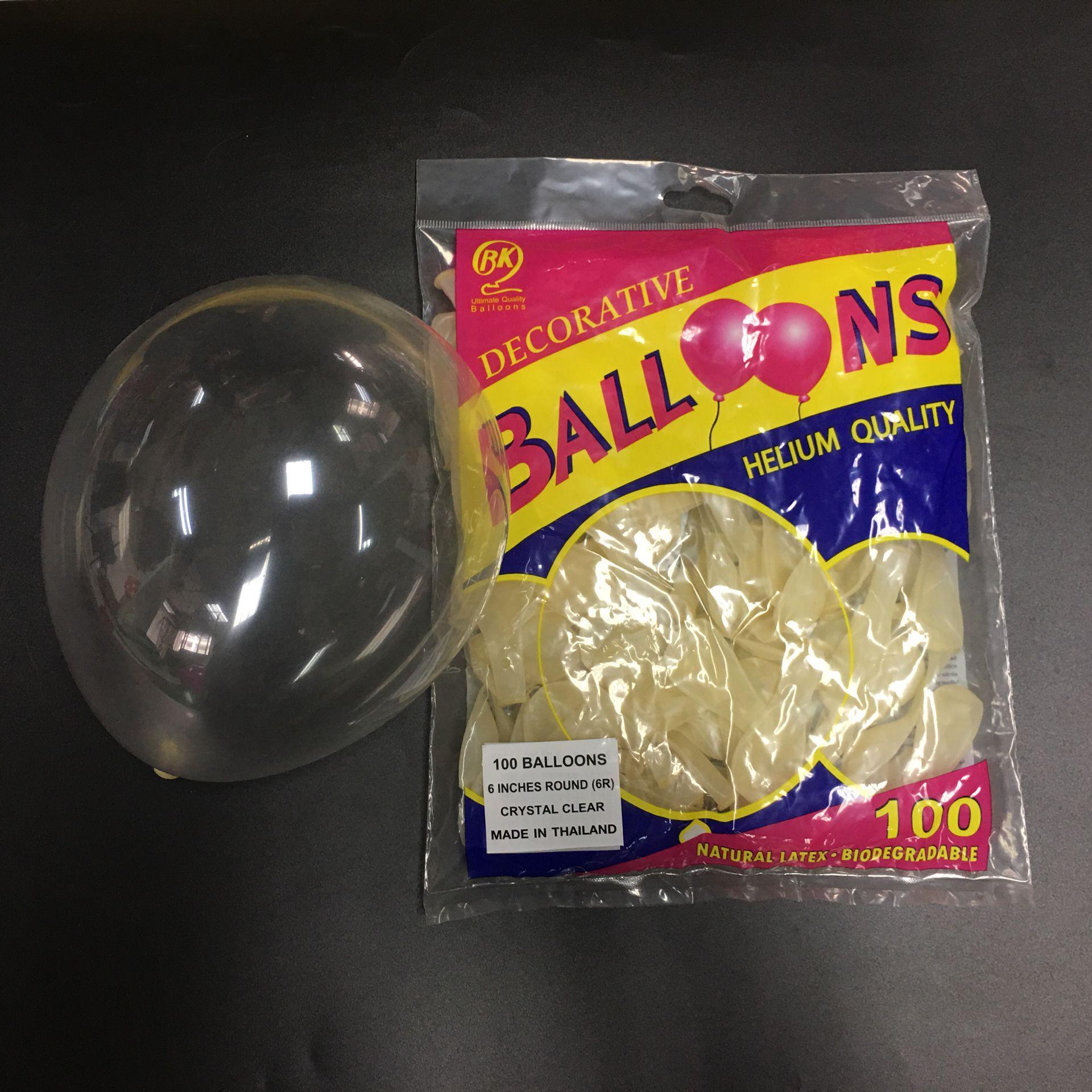 100-Pack 6-inch Transparent Round Balloons - Birthday Decoration