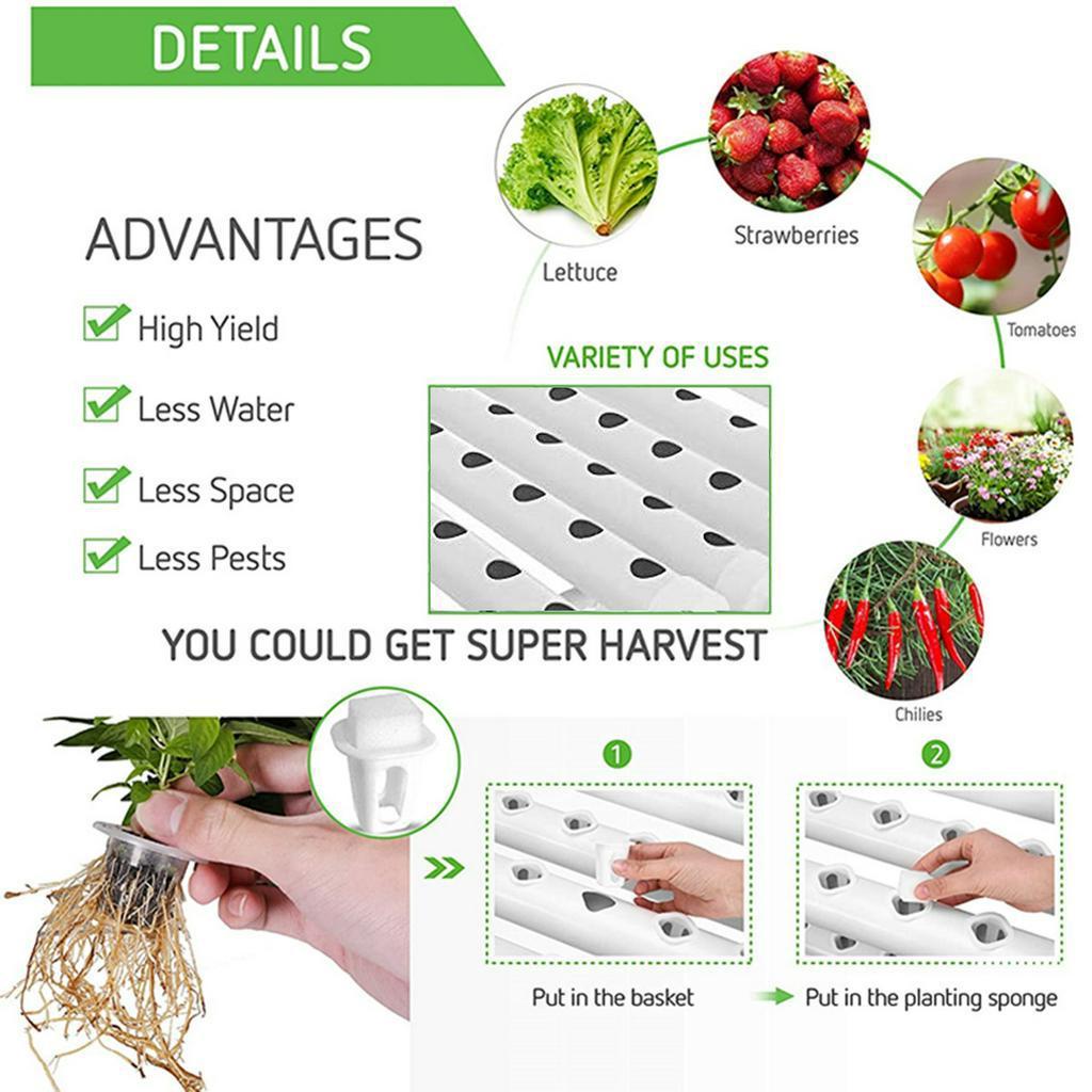 AC 220V 54 Holes Hydroponic Piping Site Grow Kit Deep Water Culture Planting Box Gardening System Nursery Pot Hydroponic Rack