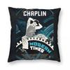 Tempi Moderni di Charlie Chaplin Federa Quadrata Poliestere Lino Velluto Creativa con Zip Federa Decorativa Custodia per Cuscino Auto