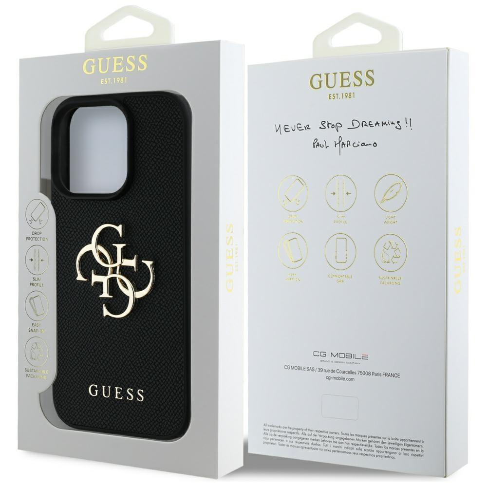 Etui Guess Grained Big 4G Logo Small     Classic Logo Do Iphone 16 Pro Czarny