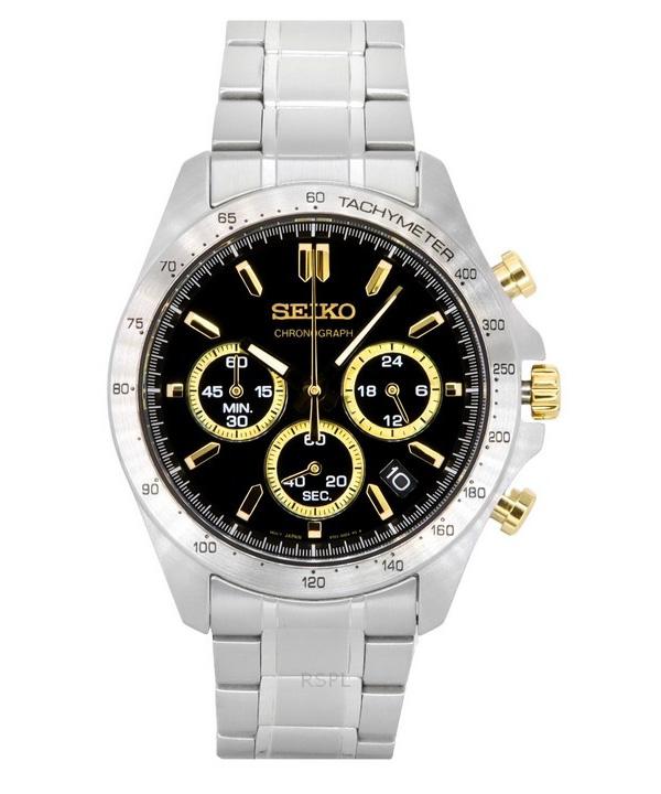 

Seiko Spirit Chronograph нержавеющая сталь черный циферблат кварцевые часы SBTR015 100M мужские часы