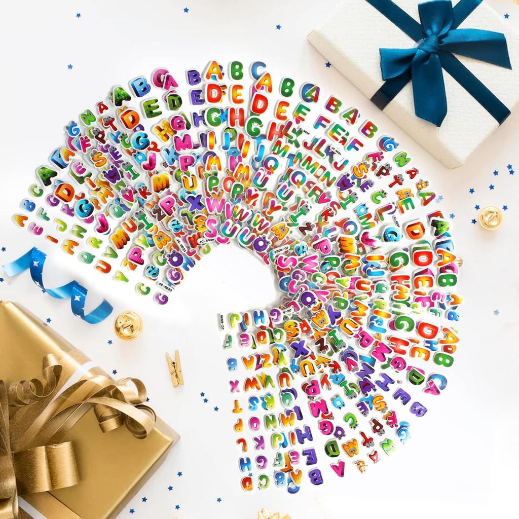10 Sheets Kids Stickers 3D Puffy Bulk Cartoon English Alphabet Letters Number Stickers Educational Toys for Girl Boy GYH