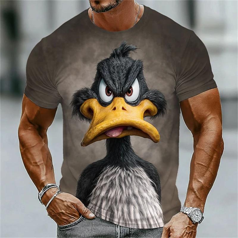 Animation Style T-Shirts Summer Fashion Short Sleeve Funny 3D Animals Printed Men Casual Loose Comfortable Breathable Soft T-shirt