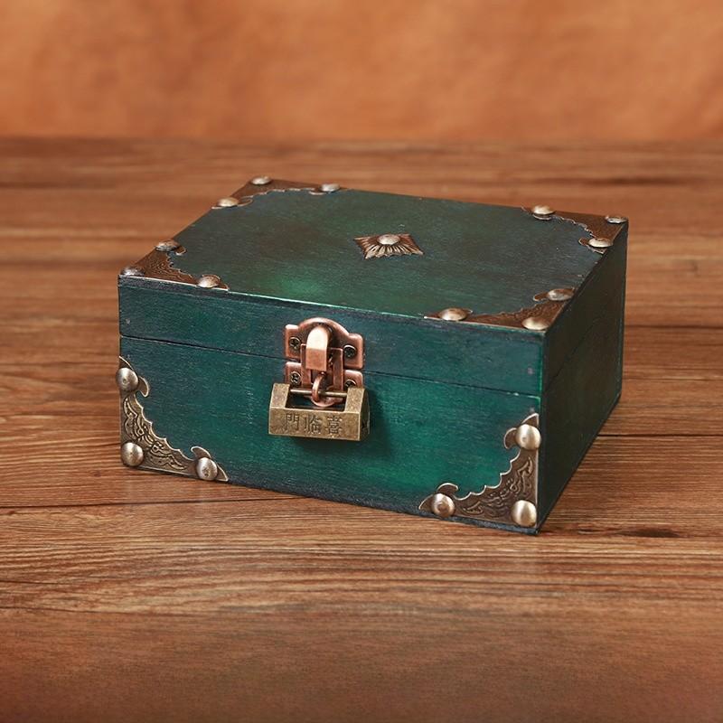 Vintage Girl Wooden Storage Box With Lid Jewelry And Organization Accessories