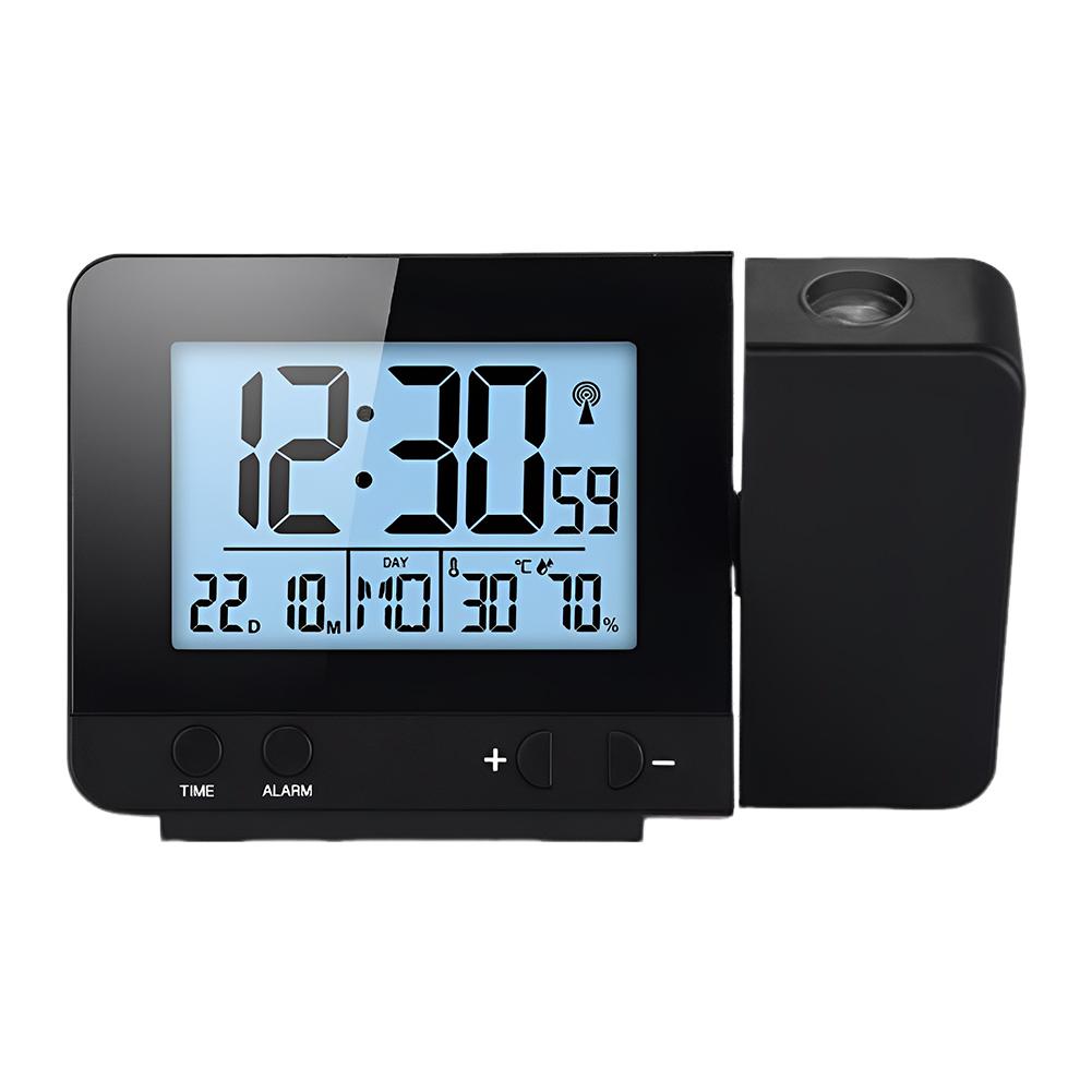 Projection Alarm Clock Digital Clock LED Display Temperature Humidity Monitor 180° Rotatable Projector 5mins Snooze for Bedroom