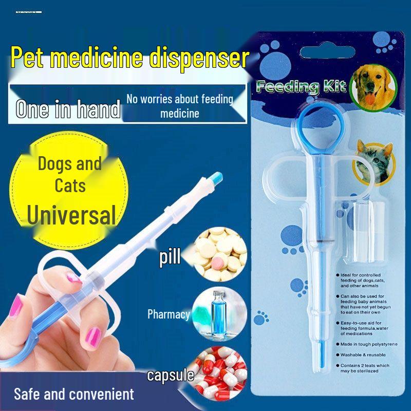 Pet Medicine Feeder: Cat & Dog Syringe Press-Type Liquid or Capsule Dispenser